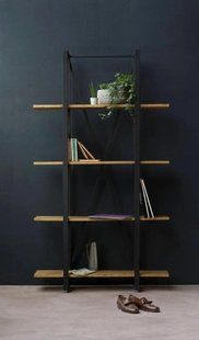 Дизайнерський Стелаж в стилі Loft Design 120x34x180h Чорний/Дерево ATL693 ATL693 фото