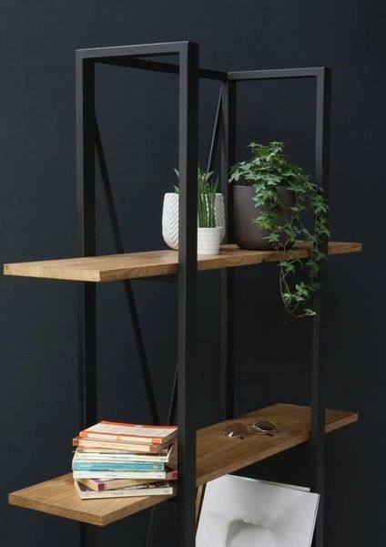 Дизайнерський Стелаж в стилі Loft Design 120x34x180h Чорний/Дерево ATL693 ATL693 фото