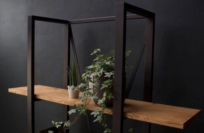 Дизайнерський Стелаж в стилі Loft Design 120x34x180h Чорний/Дерево ATL693 ATL693 фото