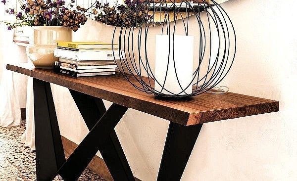 Дизайнерська Барна стійка з натурального дерева Loft Design 150х40х60h Чорний / Дерево ATL323 ATL323 фото