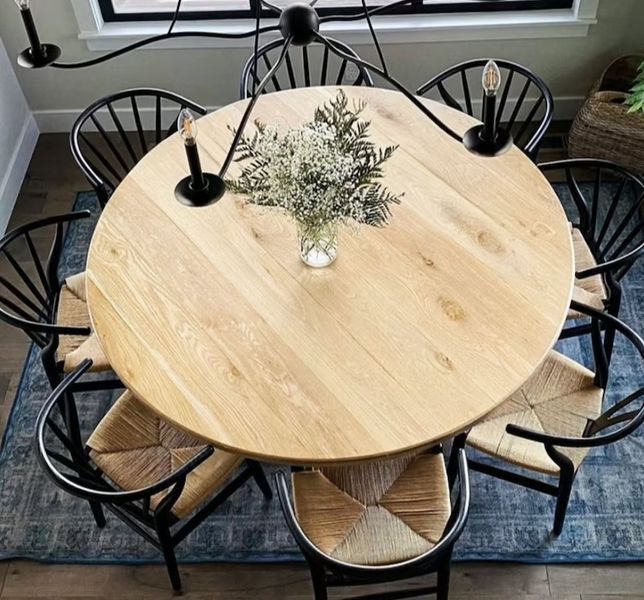 Дизайнерський Кухонний обідній стіл з натурального дерева Loft Design d200x75h Чорний / Дерево ATL1355 ATL1355 фото