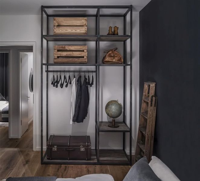Дизайнерский Стеллаж в стиле Loft Design 150x40x250h Черный/Дерево ATL415 ATL415 фото