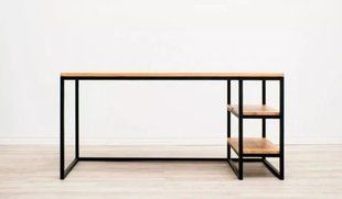 Дизайнерський Письмовий комп'ютерний стіл з полицями Loft Design 160x60x75h Чорний/Дерево ATL955 ATL955 фото