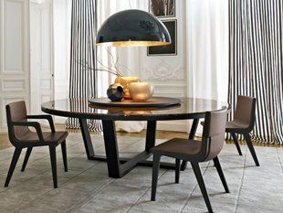 Дизайнерський Кухонний обідній стіл Loft Design d150x75h Чорний / Мармур ATL1358 ATL1358 фото