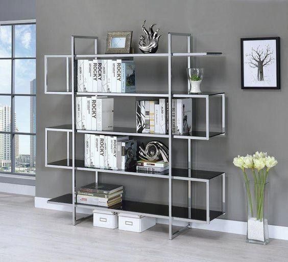 Дизайнерський Стелаж в стилі Loft Design 180x30x180h Срібний/Скло ATL731 ATL731 фото