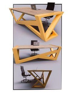 Дизайнерский Письменный компьютерный стол Loft Design 160x80x75h Желтый/Дерево ATL486 ATL486 фото