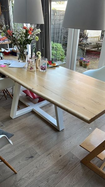Дизайнерський Кухонний обідній стіл з натурального дерева Loft Design 200x80x75h Білий / Дерево ATL1506 ATL1506 фото