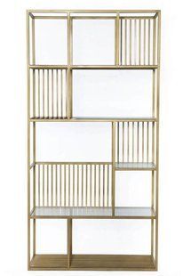 Дизайнерский Стеллаж в стиле Loft Design 100x40x200h Золотой/Стекло ATL420 ATL420 фото