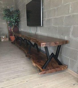 Дизайнерська тумба для телевізора в стилі Loft 250х40х50h Чорний/Дерево ATL1458 ATL1458 фото