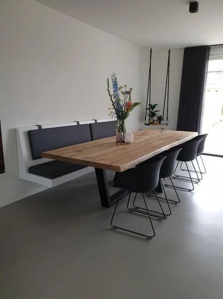 Дизайнерський Кухонний обідній стіл з натурального дерева Loft Design 250x80x75h Чорний / Дерево ATL1507 ATL1507 фото
