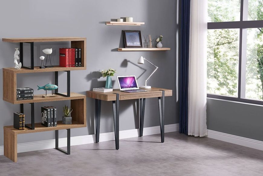 Дизайнерський Стелаж в стилі Loft Design 100x40x150h Чорний/Дерево ATL421 ATL421 фото