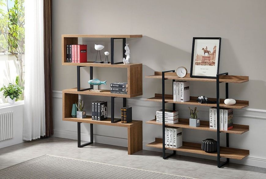 Дизайнерський Стелаж в стилі Loft Design 100x40x150h Чорний/Дерево ATL421 ATL421 фото