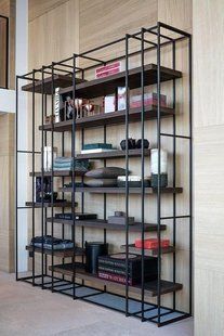 Дизайнерский Стеллаж в стиле Loft Design 200x30x250h Черный/Дерево ATL959 ATL959 фото