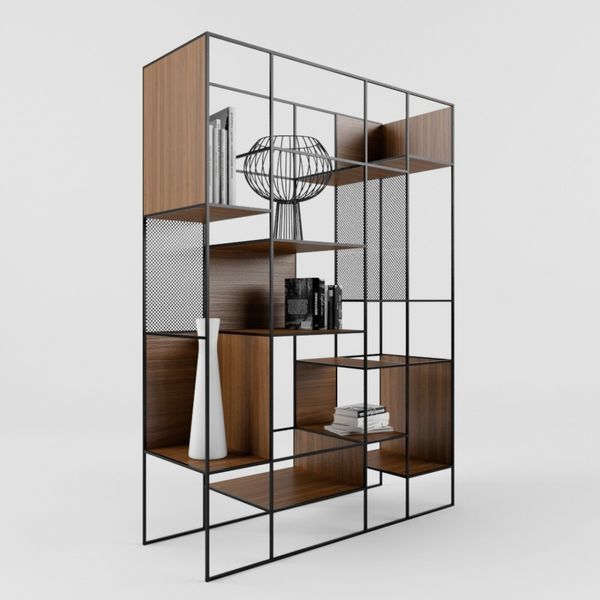 Дизайнерський Стелаж в стилі Loft Design 140x40x220h Чорний/Дерево ATL154 ATL154 фото