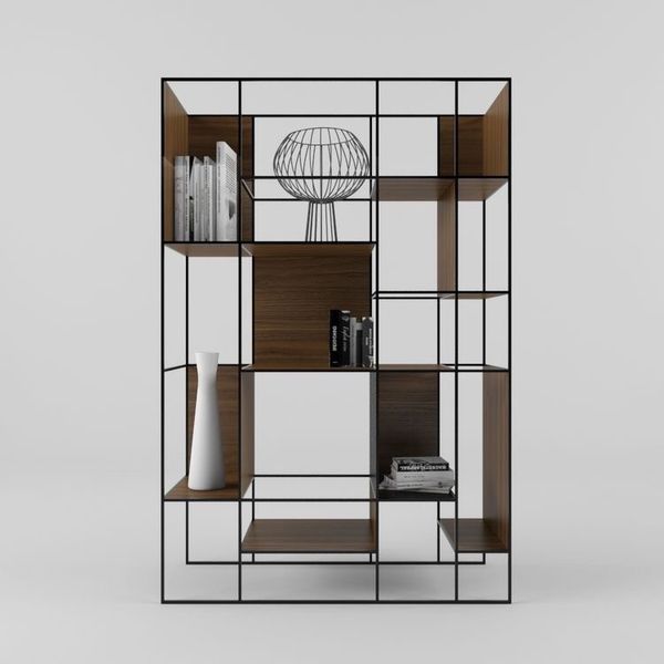 Дизайнерський Стелаж в стилі Loft Design 140x40x220h Чорний/Дерево ATL154 ATL154 фото
