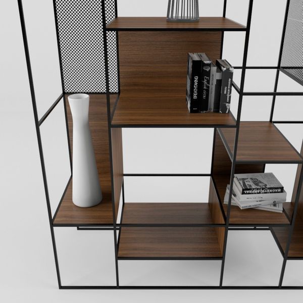 Дизайнерський Стелаж в стилі Loft Design 140x40x220h Чорний/Дерево ATL154 ATL154 фото