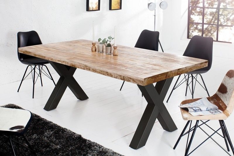 Дизайнерский Кухонный обеденный стол из натурального дерева Loft Design 160x80x75h Черный / Дерево ATL146 ATL146 фото