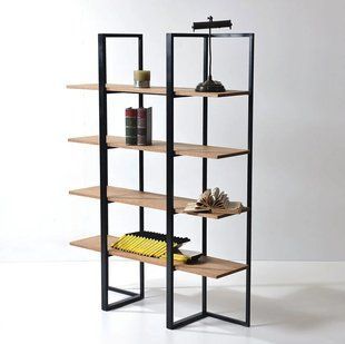 Дизайнерский Стеллаж в стиле Loft Design 120x30x200h Черный/Дерево ATL423 ATL423 фото