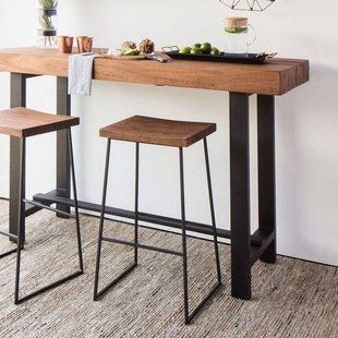Дизайнерська Барна стійка з натурального дерева Loft Design 140х40х100h Чорний / Дерево ATL333 ATL333 фото