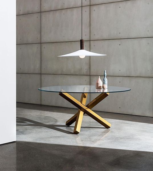 Дизайнерский Кухонный обеденный стол Loft Design 100x100x75h Коричневый / Стекло ATL836 ATL836 фото