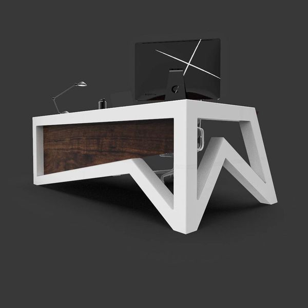 Дизайнерский Письменный компьютерный стол Loft Design 200x80x75h Белый/Дерево ATL1155 ATL1155 фото
