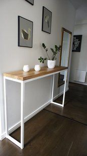Дизайнерська Барна стійка з натурального дерева Loft Design 140х40х100h Білий / Дерево ATL335 ATL335 фото