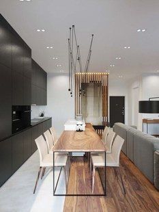 Дизайнерский Кухонный обеденный стол из натурального дерева Loft Design 240x60x75h Черный / Дерево ATL202 ATL202 фото
