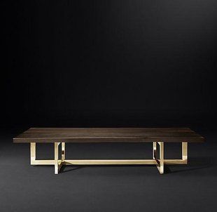 Дизайнерський журнальний стіл в стилі Loft 120x50x40h Золотий/Дерево ATL555 ATL555 фото