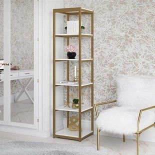 Дизайнерський Стелаж в стилі Loft Design 400x40x200h Золотий/Мармур ATL739 ATL739 фото