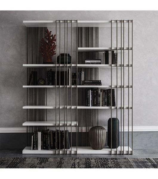 Дизайнерский Стеллаж в стиле Loft Design 200x40x220h Серый/Дерево ATL407 ATL407 фото