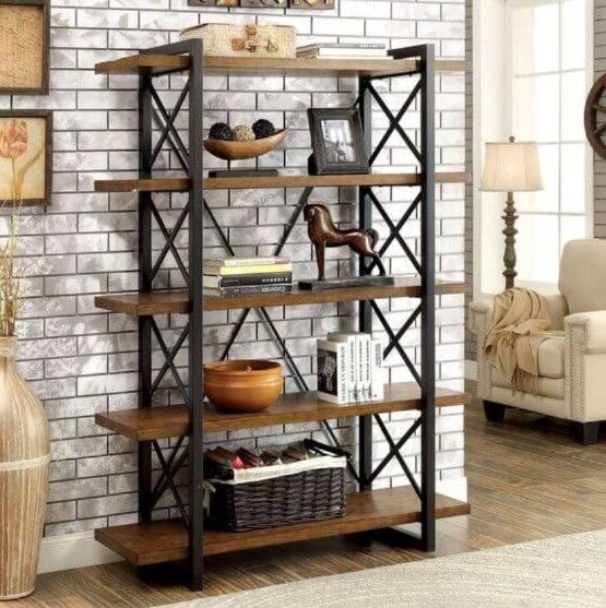 Дизайнерский Стеллаж в стиле Loft Design 200x30x200h Черный/Дерево ATL858 ATL858 фото