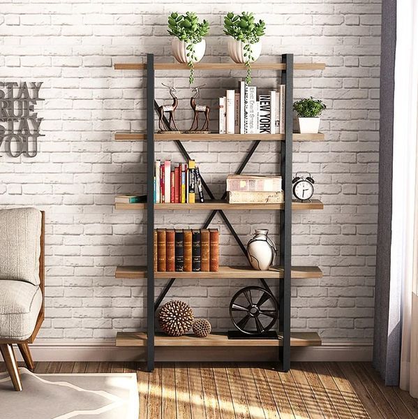 Дизайнерский Стеллаж в стиле Loft Design 200x30x200h Черный/Дерево ATL858 ATL858 фото
