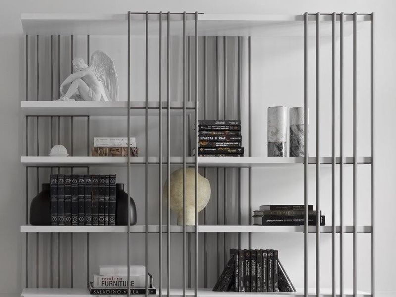 Дизайнерский Стеллаж в стиле Loft Design 200x40x220h Серый/Дерево ATL407 ATL407 фото