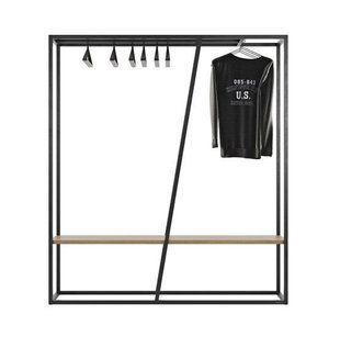 Дизайнерська Підлогова вішалка в стилі Loft Design 180x40x180h Чорний/Дерево ATL051 ATL051 фото