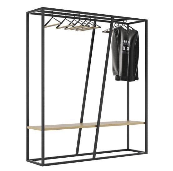 Дизайнерська Підлогова вішалка в стилі Loft Design 180x40x180h Чорний/Дерево ATL051 ATL051 фото