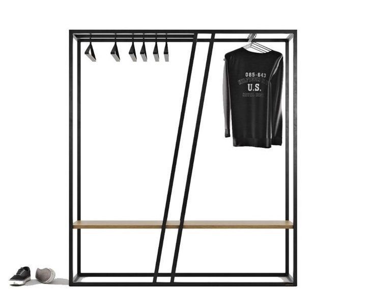 Дизайнерська Підлогова вішалка в стилі Loft Design 180x40x180h Чорний/Дерево ATL051 ATL051 фото
