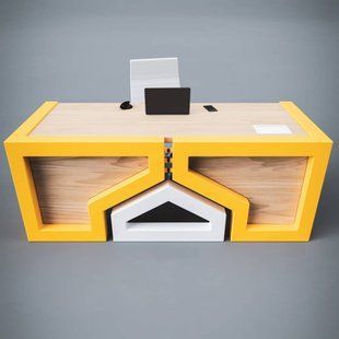 Дизайнерський Письмовий комп'ютерний стіл Loft Design 200x80x75h Жовтий/Дерево ATL1156 ATL1156 фото
