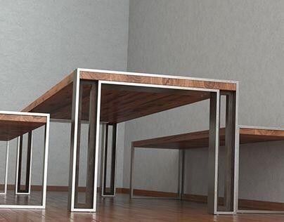 Дизайнерский Кухонный обеденный стол из натурального дерева Loft Design 200x80x75h Серый / Дерево ATL205 ATL205 фото