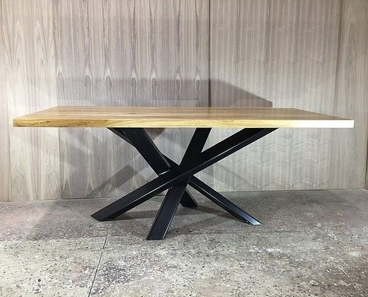 Дизайнерський Кухонний обідній стіл з натурального дерева Loft Design 200x60x75h Чорний / Дерево ATL1145 ATL1145 фото