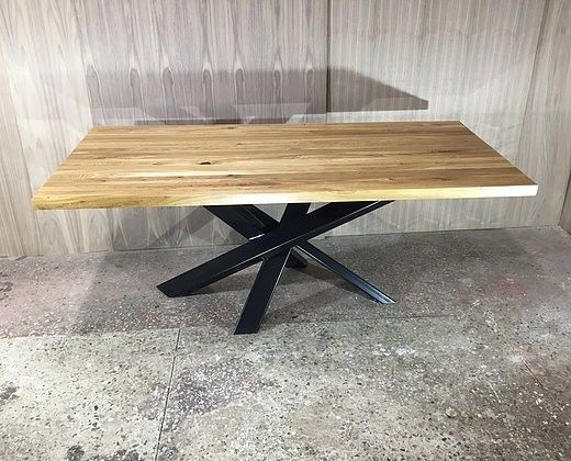 Дизайнерський Кухонний обідній стіл з натурального дерева Loft Design 200x60x75h Чорний / Дерево ATL1145 ATL1145 фото