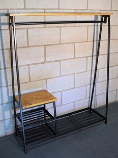 Дизайнерська Підлогова вішалка в стилі Loft Design 120x40x180h Чорний/Дерево ATL054 ATL054 фото