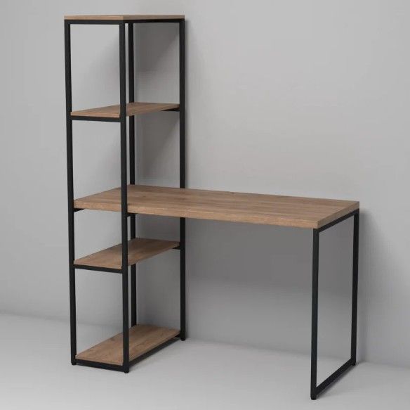 Дизайнерський Письмовий комп'ютерний стіл з полицями Loft Design 120x60x150h Чорний/Дерево ATL254 ATL254 фото
