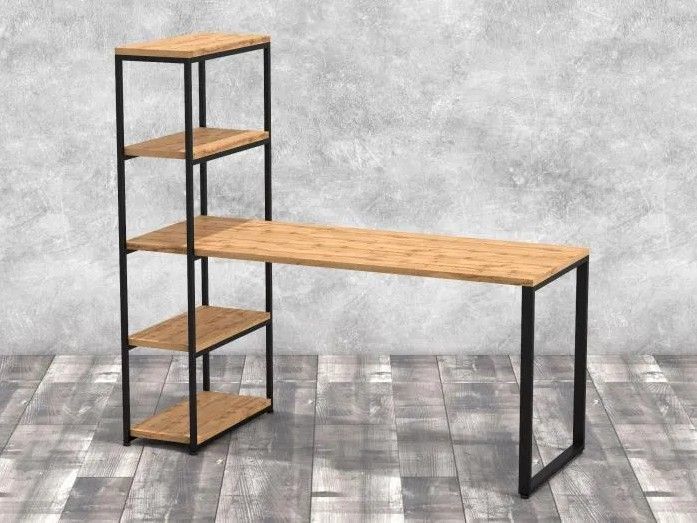 Дизайнерський Письмовий комп'ютерний стіл з полицями Loft Design 120x60x150h Чорний/Дерево ATL254 ATL254 фото