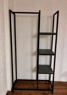Дизайнерська Підлогова вішалка в стилі Loft Design 80x40x180h Чорний/Дерево ATL055 ATL055 фото