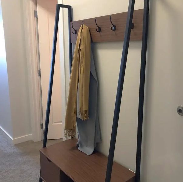 Дизайнерская Напольная вешалка в стиле Loft Design 100x40x160h Черный/Дерево ATL380 ATL380 фото
