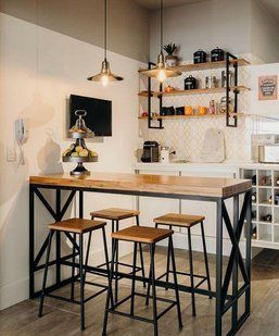 Дизайнерська Барна стійка з натурального дерева Loft Design 140х40х120h Чорний / Дерево ATL647 ATL647 фото
