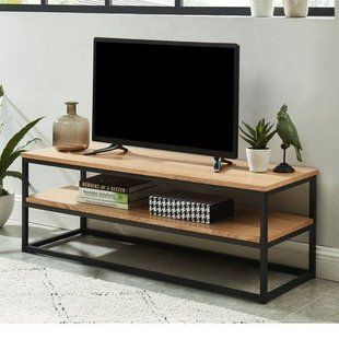 Дизайнерська тумба для телевізора в стилі Loft 120х40х50h Чорний/Дерево ATL504 ATL504 фото