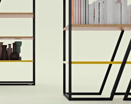 Дизайнерский Стеллаж в стиле Loft Design 180x40x180h Черный/Дерево ATL035 ATL035 фото