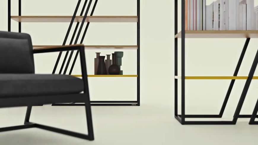 Дизайнерский Стеллаж в стиле Loft Design 180x40x180h Черный/Дерево ATL035 ATL035 фото