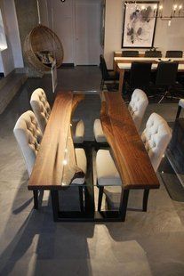 Дизайнерський Кухонний обідній стіл з натурального дерева Loft Design 220x100x75h Чорний / Дерево ATL1285 ATL1285 фото
